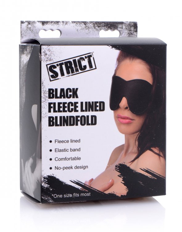 Strict Black Fleece Lined Blindfold-XR Brands-Adult Clearance Center