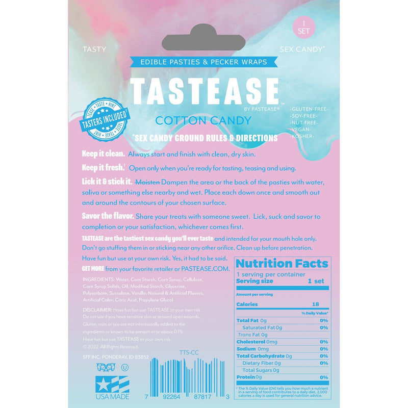 Tastease Cotton Candy Edible Nipple Pasties & Pecker Wraps-Pastease-Adult Clearance Center